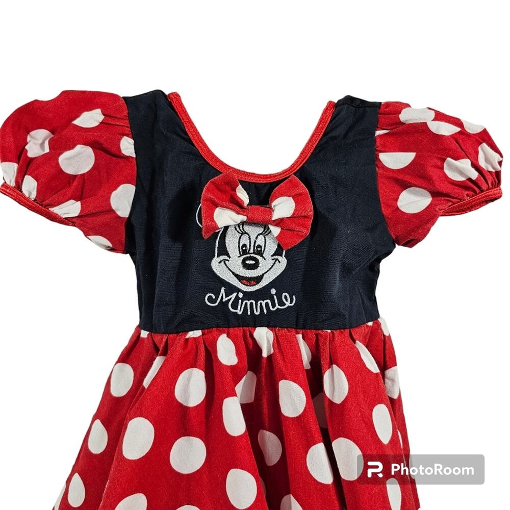 Disney Parks Minnie Mouse Dress Red, Black, White Polka Dots Baby 3-6* - Picture 2 of 9